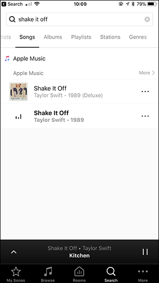 Результаты поиска Apple Music в Sonos