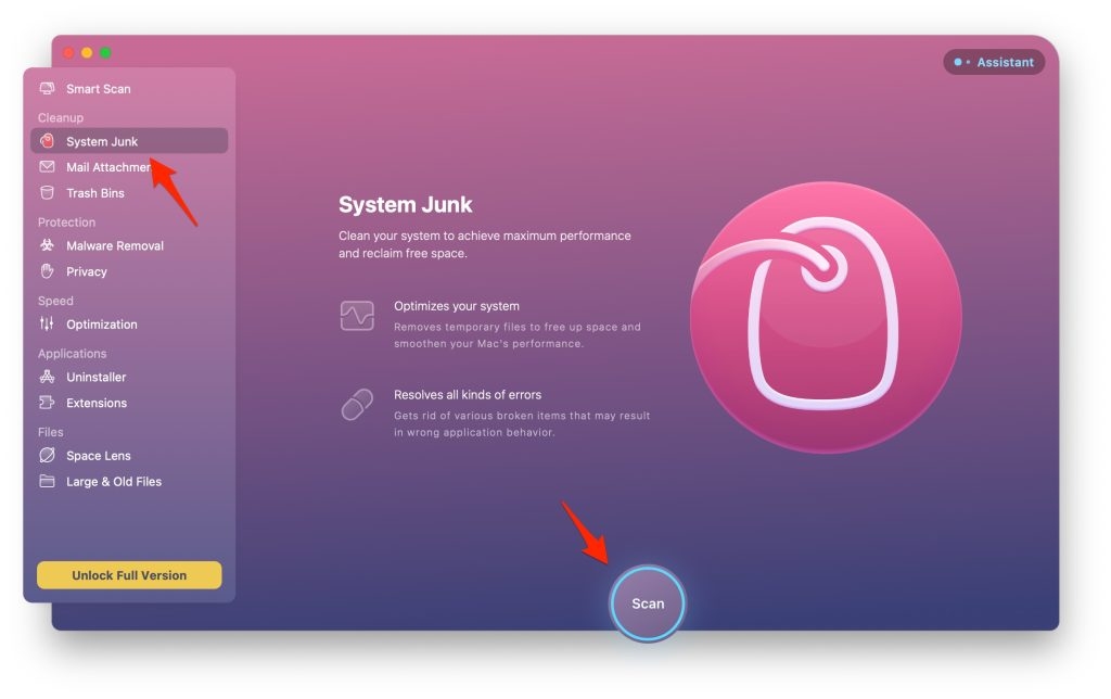 Интерфейс CleanMyMac X