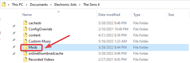 Папка Mods в Sims 4