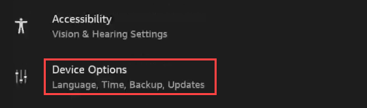 Раздел «Параметры устройства» в настройках Fire