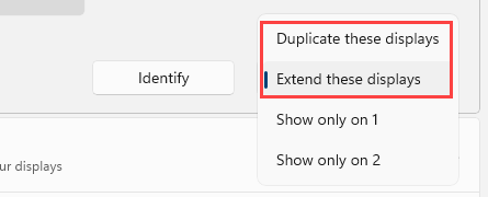 Опции отображения: расширить или дублировать