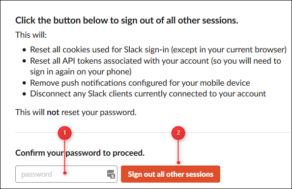 Подтверждение выхода из всех других сессий