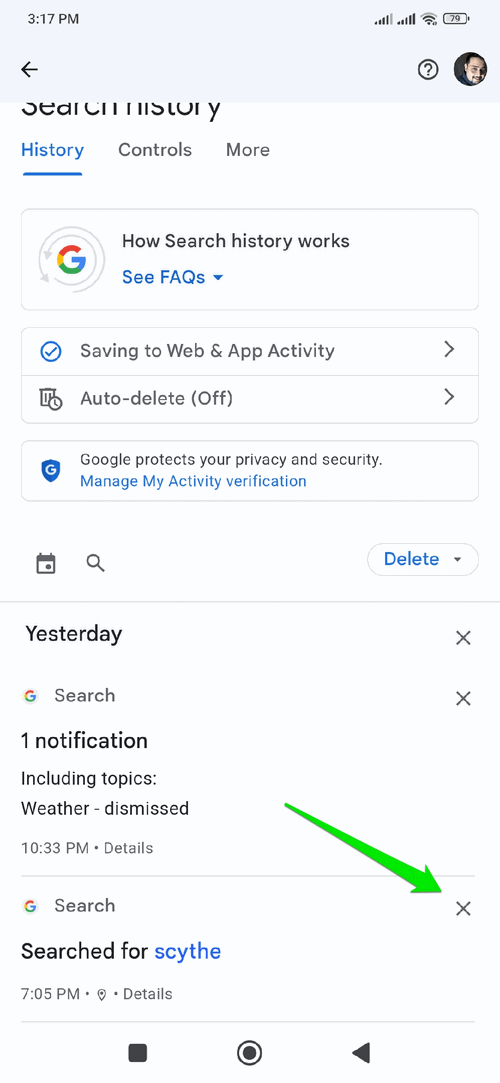 Выбор удаления по периоду