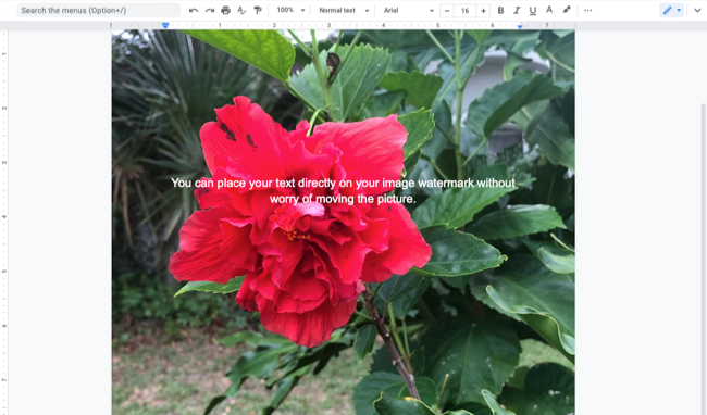 Водяной знак на странице с текстом в Google Docs