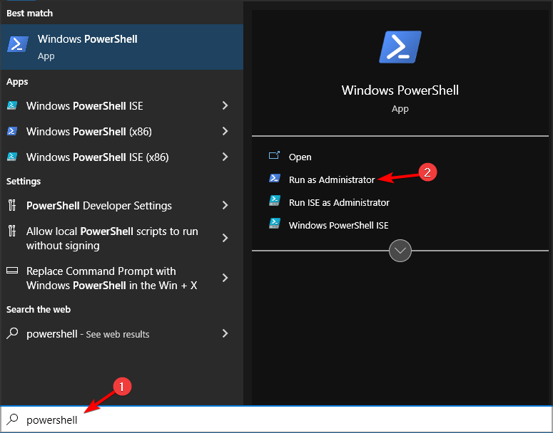 PowerShell от администратора