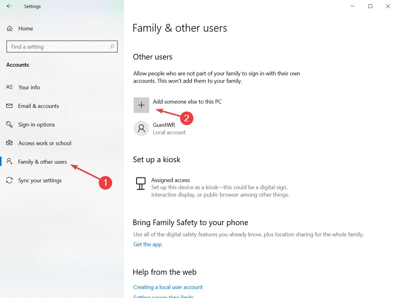 Добавление другого пользователя в Windows