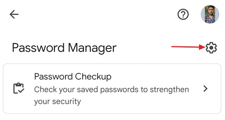 Значок шестерёнки в окне Password Manager.