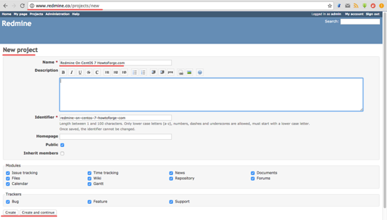 Панель управления Redmine