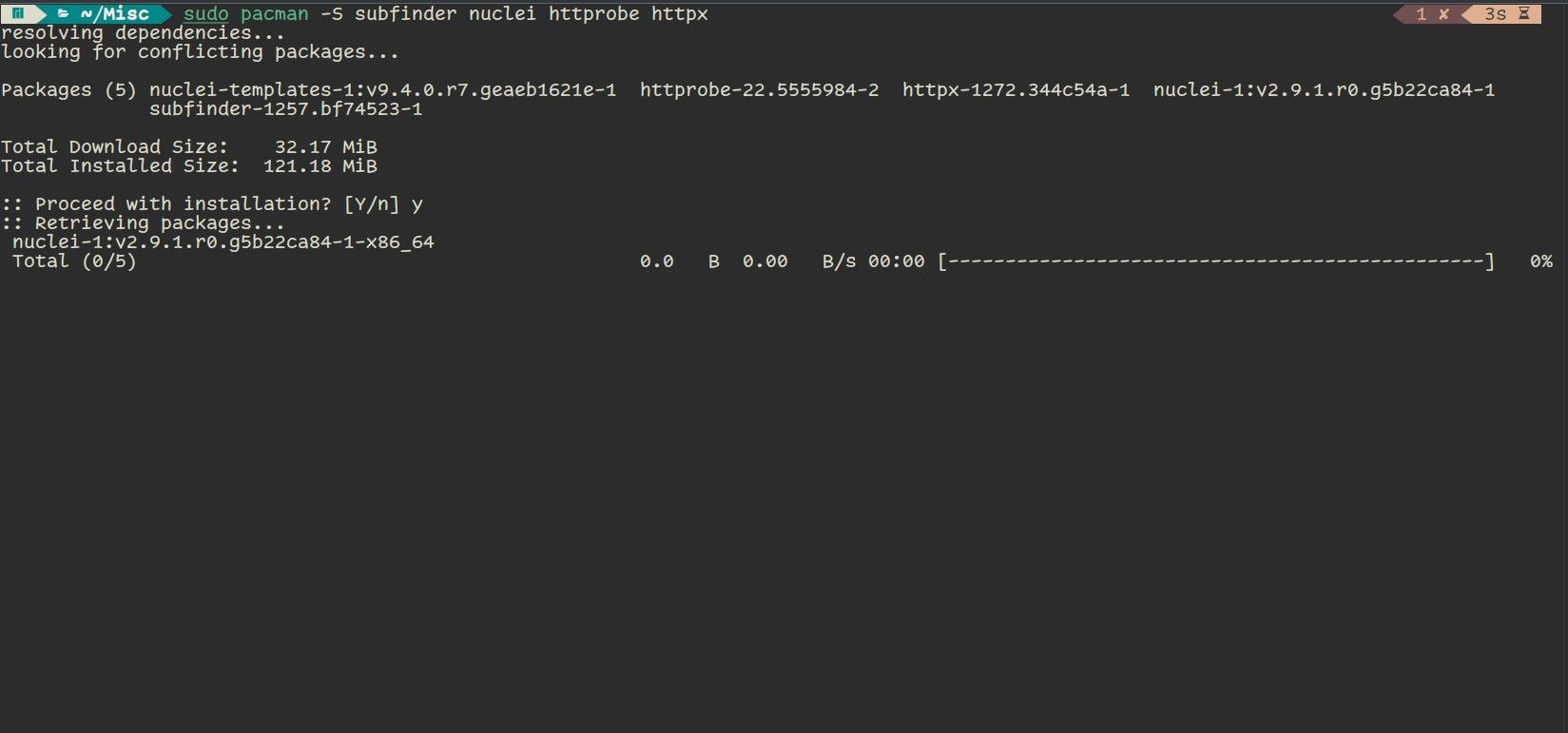 Installing security tools using pacman