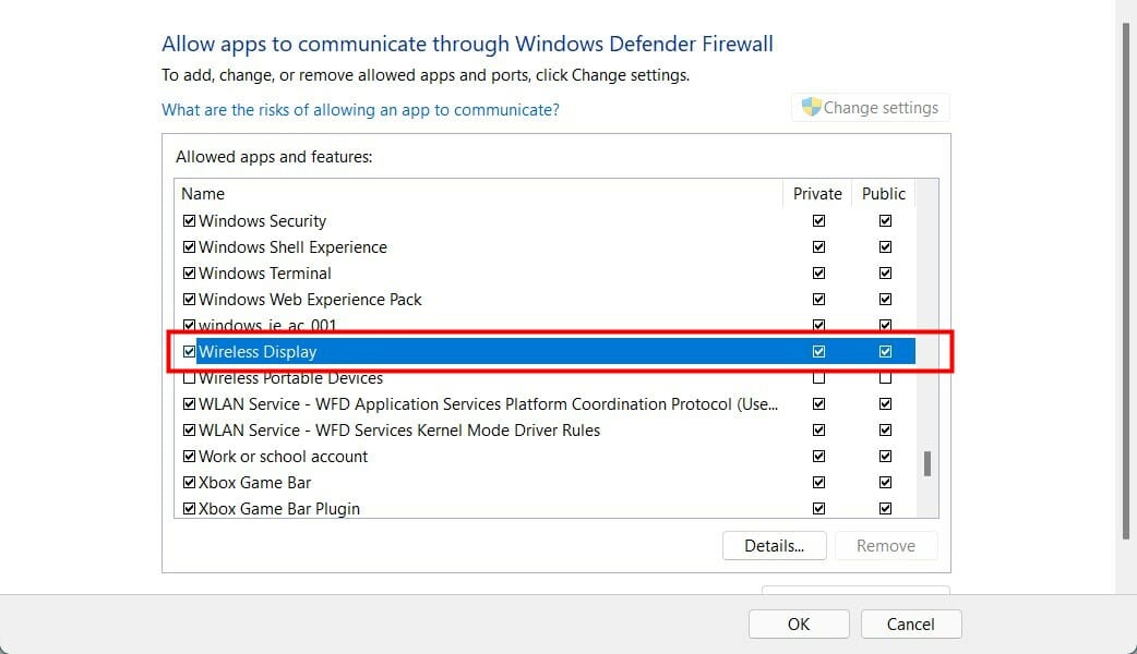 Разрешение Wireless Display в брандмауэре