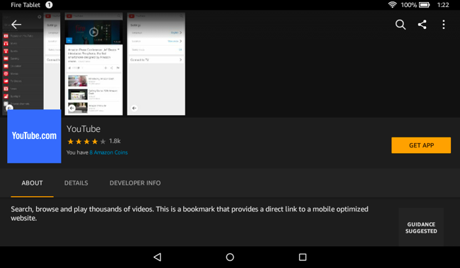 Результаты поиска в Amazon Appstore для Google сервисов с веб-закладками