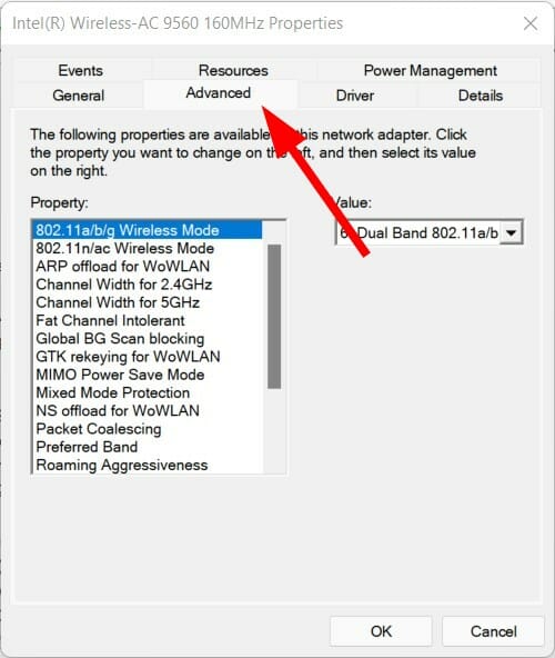 Дополнительные параметры сетевого адаптера