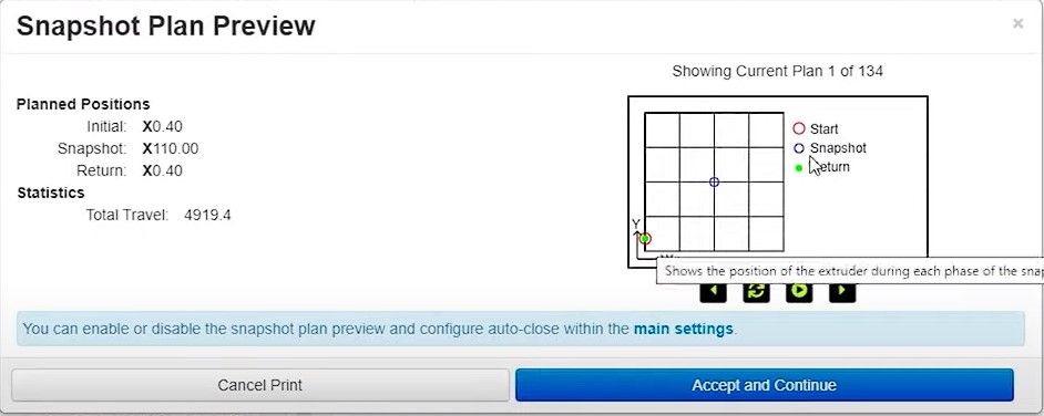 Предпросмотр снимков Octolapse