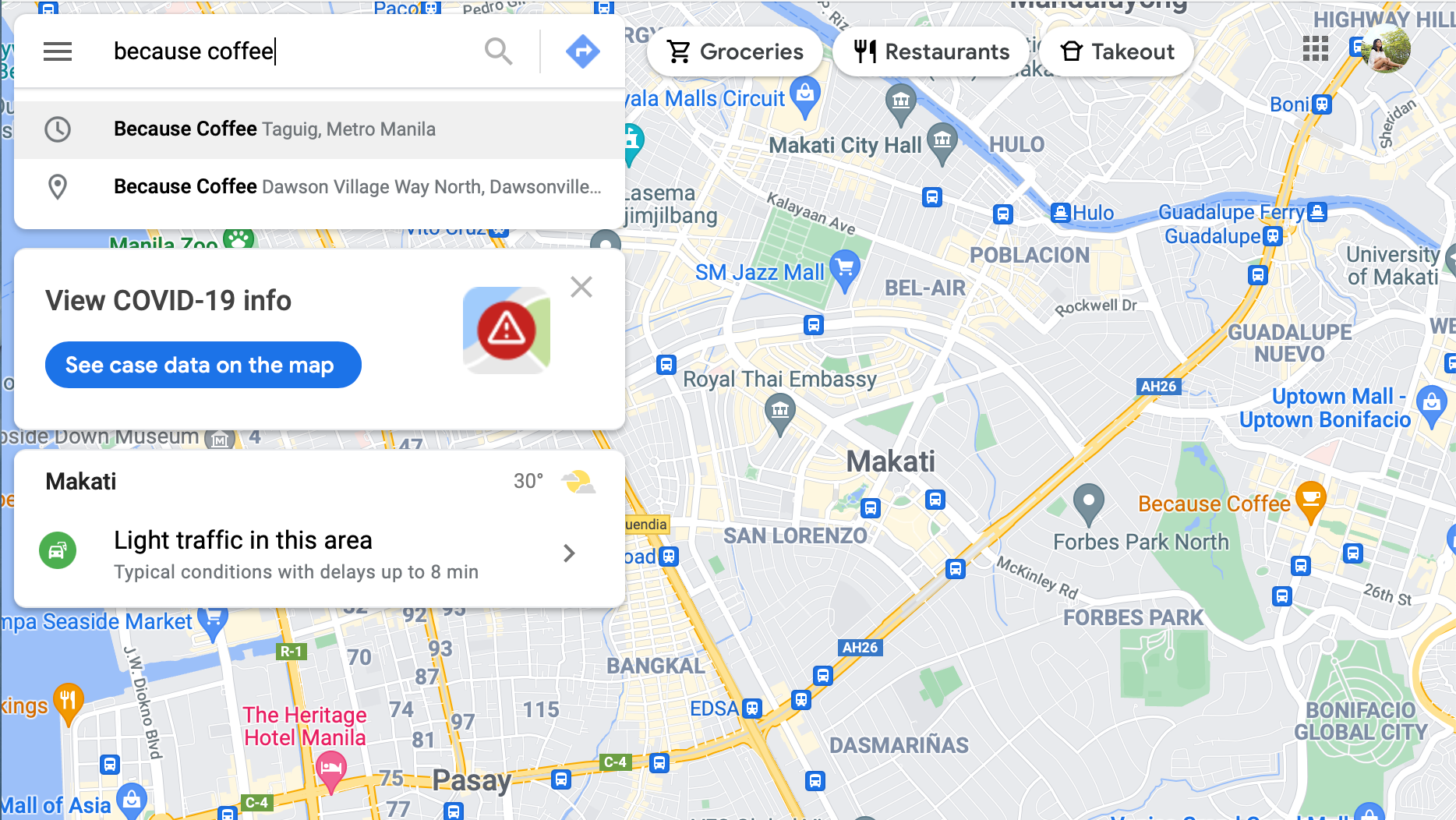 Searching a business name on Google Maps