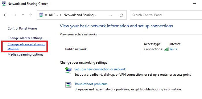 Cambiar configuración avanzada de uso compartido en Windows