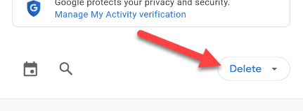 Откройте выпадающее меню «Удалить» в приложении Google на iPhone.
