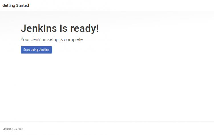 Jenkins готов — экран завершения