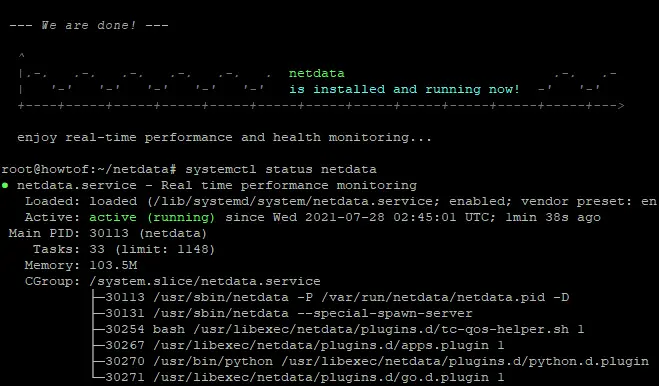 Служба netdata: systemctl status