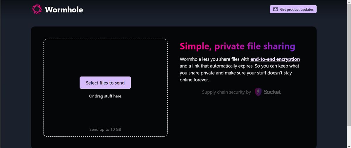 Интерфейс Wormhole для обмена файлами