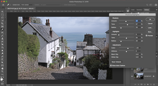 shadows sliders photoshop