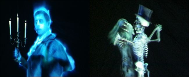 Призрачная фигура на полупрозрачной шторе