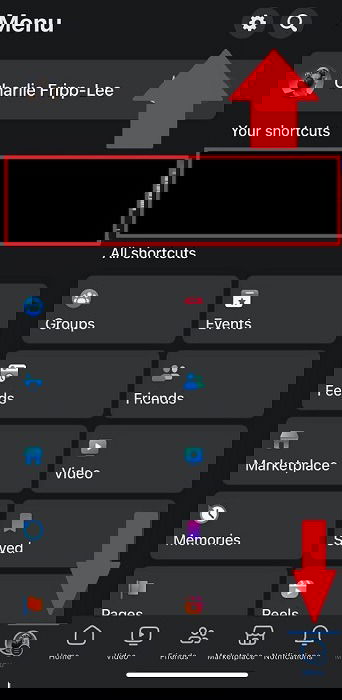 Значок настроек в мобильном приложении Facebook — шестерёнка