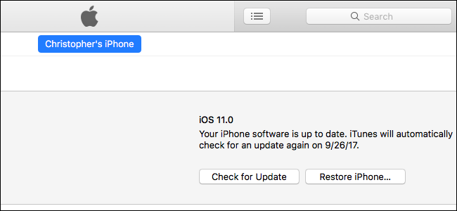 iTunes — раздел Сводка для обновления устройства