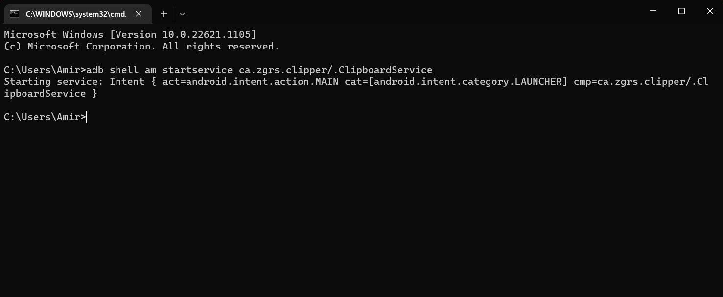 Запуск Clipper через ADB, вывод команды в терминале