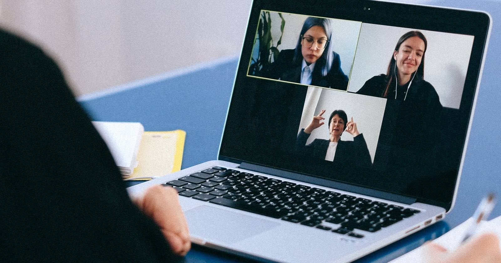 Zoom meeting on a laptop