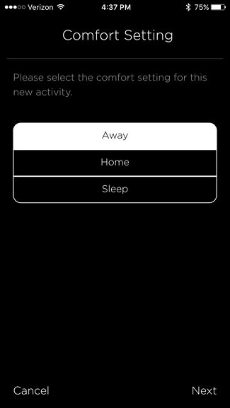 Добавление профиля Away в расписание