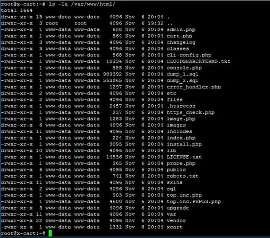 Файлы X-Cart в /var/www/html