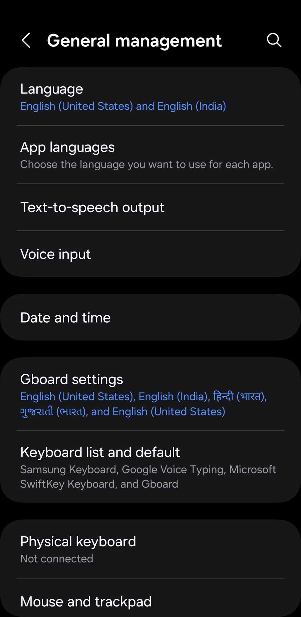 параметры Дата и время Android