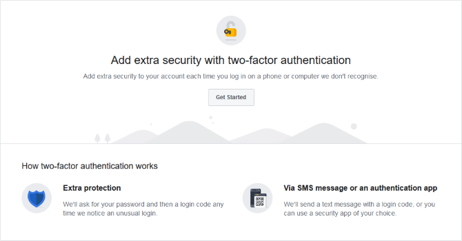 Установка двухфакторной аутентификации на Facebook — выбор SMS или приложения