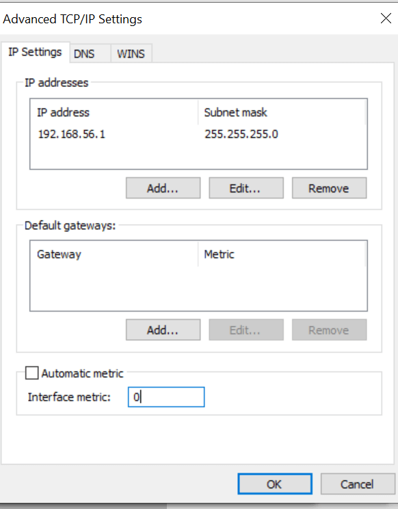 Дополнительные параметры сетевого адаптера — поле Метрика