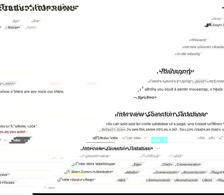 Страница интервью в шаблоне Product Wiki