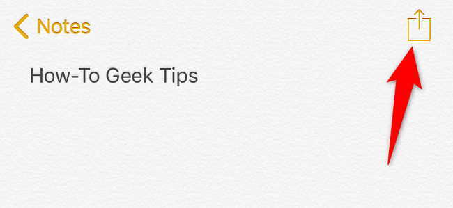 Кнопка «Поделиться» в Notes