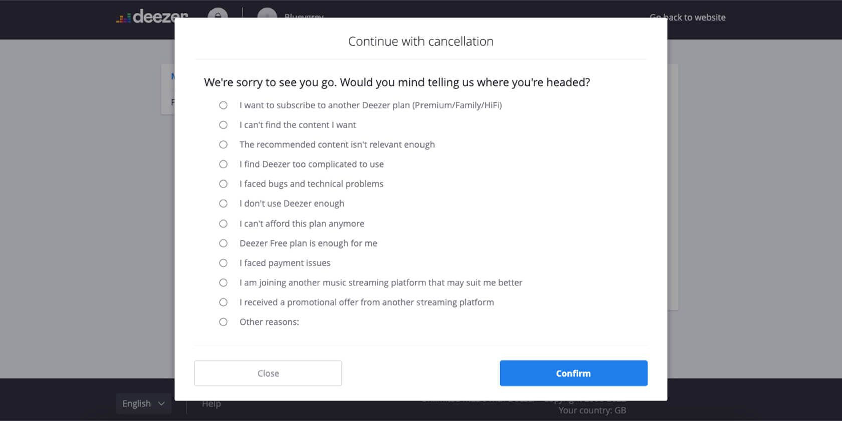 Deezer confirm cancelation