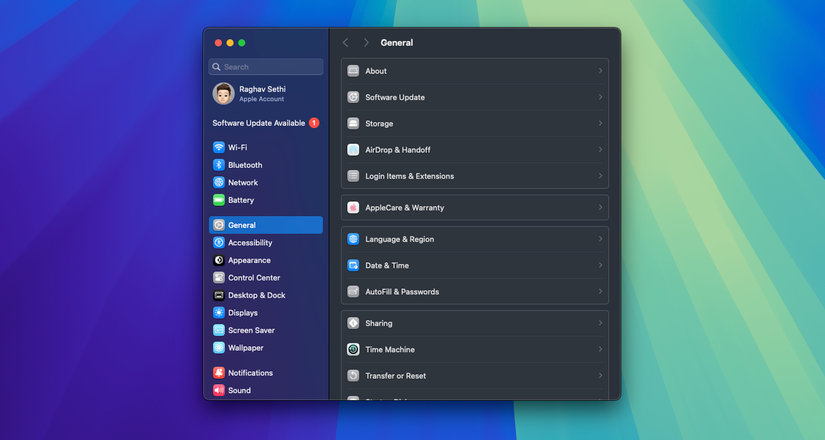 Системные настройки macOS, раздел Общие и Об этом