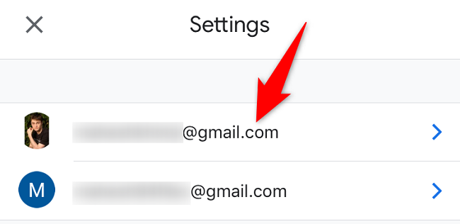 Выберите аккаунт Gmail.