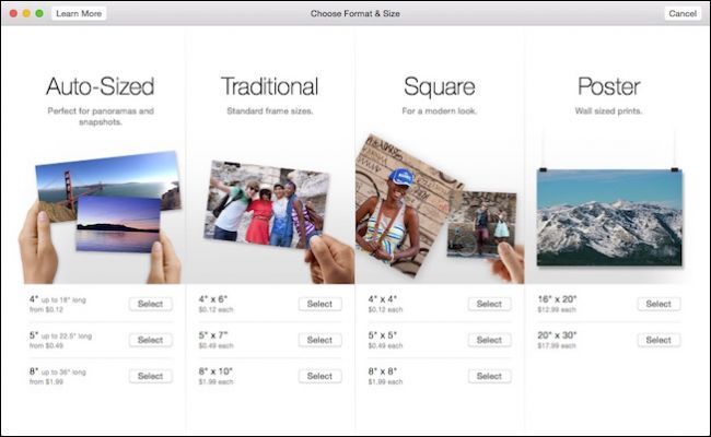 Пример печатных отпечатков фотографий