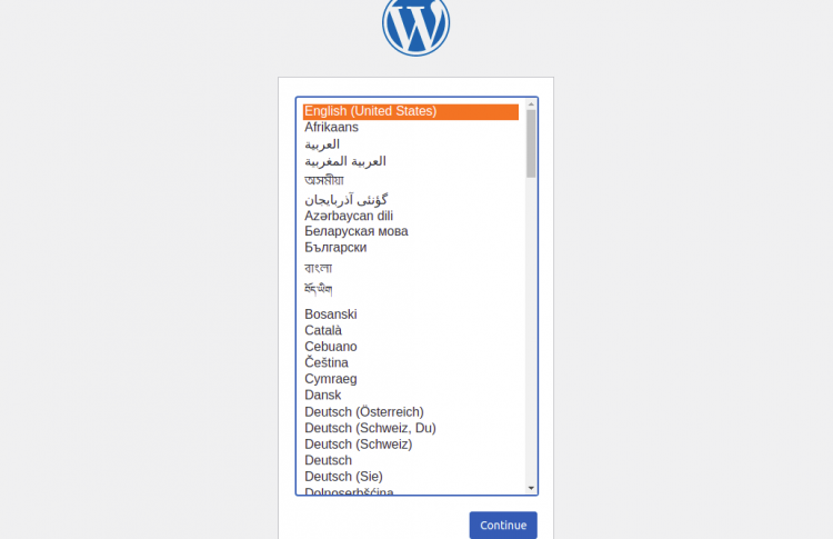 Выбор языка при установке WordPress