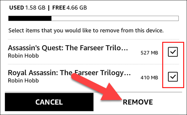 Select books and tap 