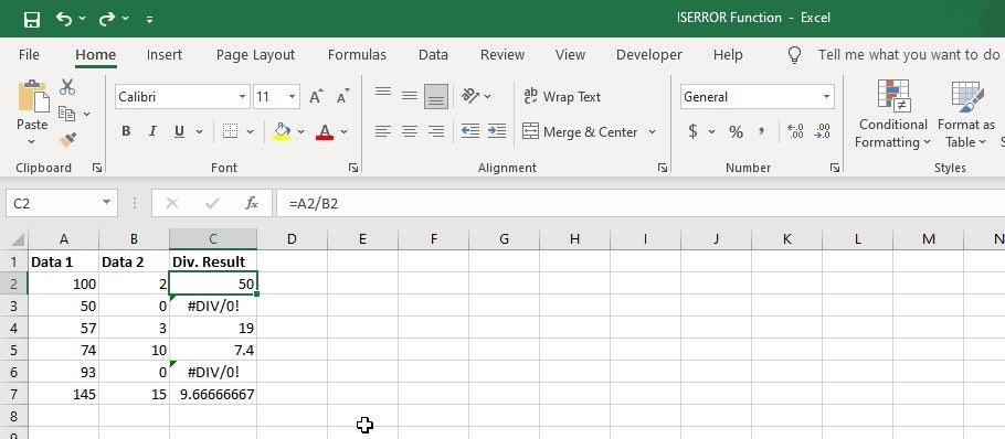 Деление значений столбца A на соответствующие значения столбца B