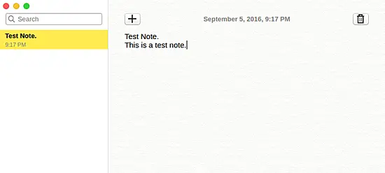 Criando uma nota de teste no Notes