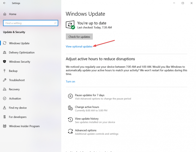 Окно Windows Update — Просмотр дополнительных обновлений