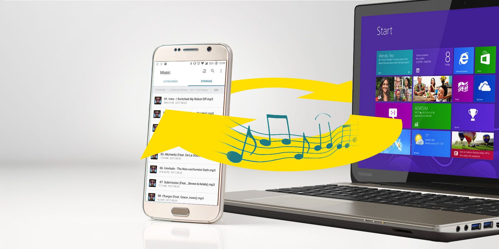 Как синхронизировать музыку с Android