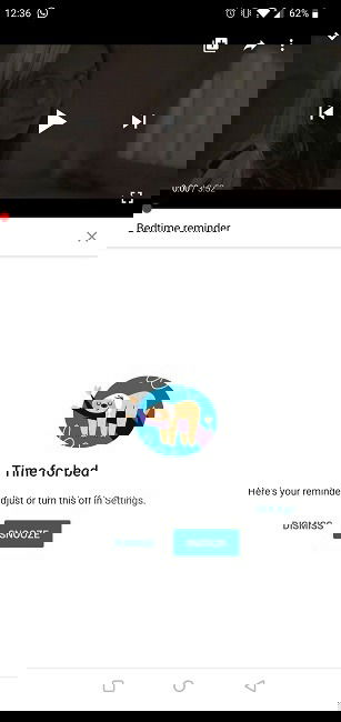 Напоминание о времени отхода ко сну в YouTube