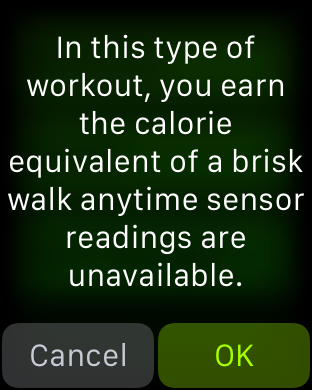 Выбор типа тренировки на Apple Watch