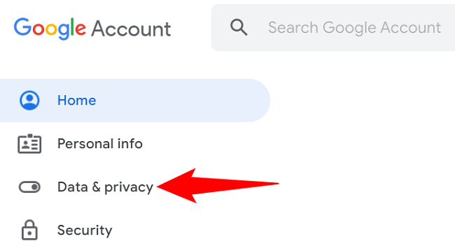 Выберите «Данные и конфиденциальность» в левой панели.