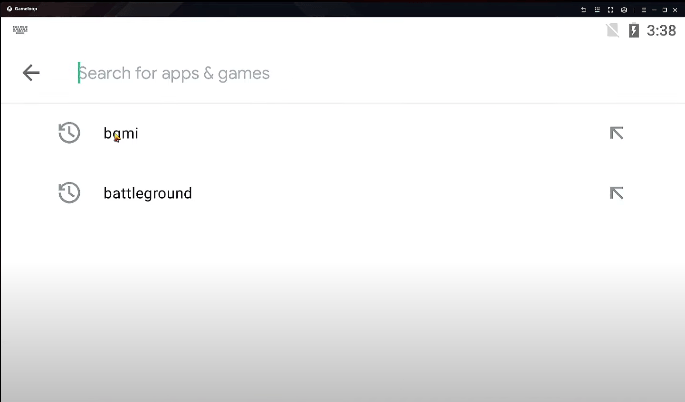 Поиск BGMI в разделе Play Store Gameloop